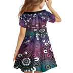 NAIDOC Week 2024 Fire Burning Family Matching Short Sleeve Bodycon Dress and Hawaiian Shirt Aboriginal Dots Pink Art