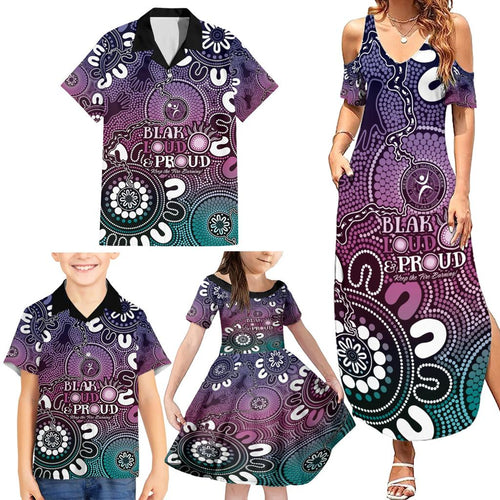 NAIDOC Week 2024 Fire Burning Family Matching Summer Maxi Dress and Hawaiian Shirt Aboriginal Dots Pink Art