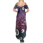 NAIDOC Week 2024 Fire Burning Family Matching Summer Maxi Dress and Hawaiian Shirt Aboriginal Dots Pink Art