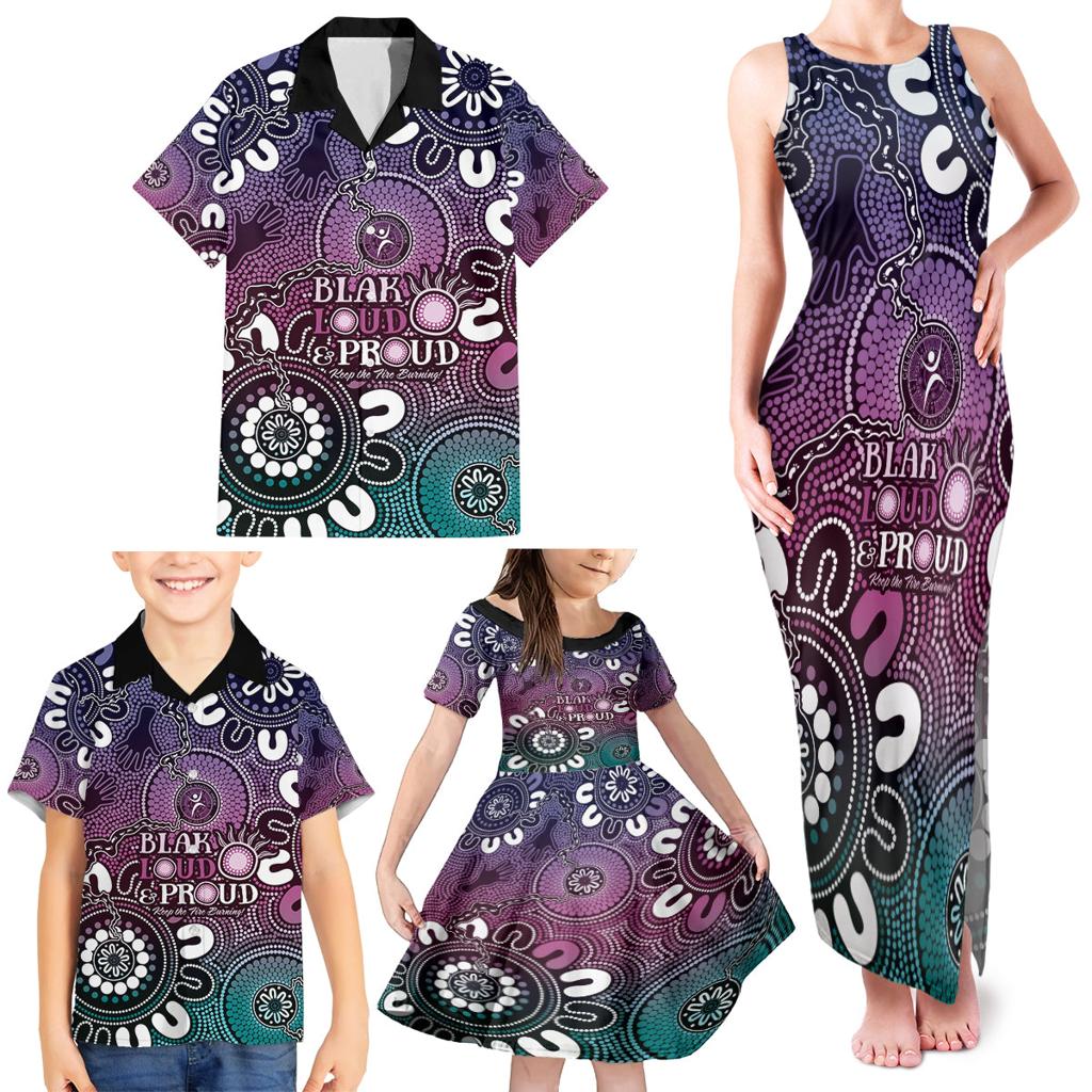 NAIDOC Week 2024 Fire Burning Family Matching Tank Maxi Dress and Hawaiian Shirt Aboriginal Dots Pink Art
