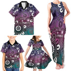 NAIDOC Week 2024 Fire Burning Family Matching Tank Maxi Dress and Hawaiian Shirt Aboriginal Dots Pink Art