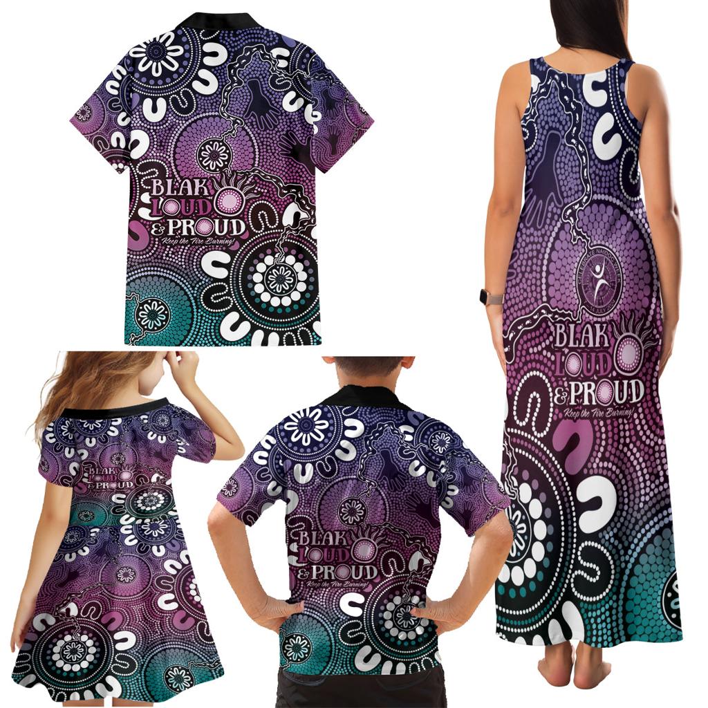 NAIDOC Week 2024 Fire Burning Family Matching Tank Maxi Dress and Hawaiian Shirt Aboriginal Dots Pink Art