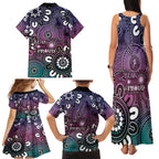 NAIDOC Week 2024 Fire Burning Family Matching Tank Maxi Dress and Hawaiian Shirt Aboriginal Dots Pink Art