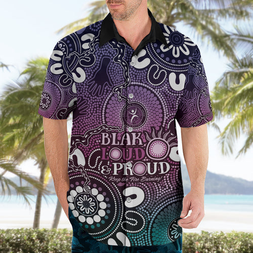 NAIDOC Week 2024 Fire Burning Hawaiian Shirt Aboriginal Dots Pink Art