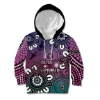 NAIDOC Week 2024 Fire Burning Kid Hoodie Aboriginal Dots Pink Art