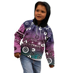 NAIDOC Week 2024 Fire Burning Kid Hoodie Aboriginal Dots Pink Art
