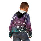 NAIDOC Week 2024 Fire Burning Kid Hoodie Aboriginal Dots Pink Art