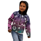 NAIDOC Week 2024 Fire Burning Kid Hoodie Aboriginal Dots Pink Art