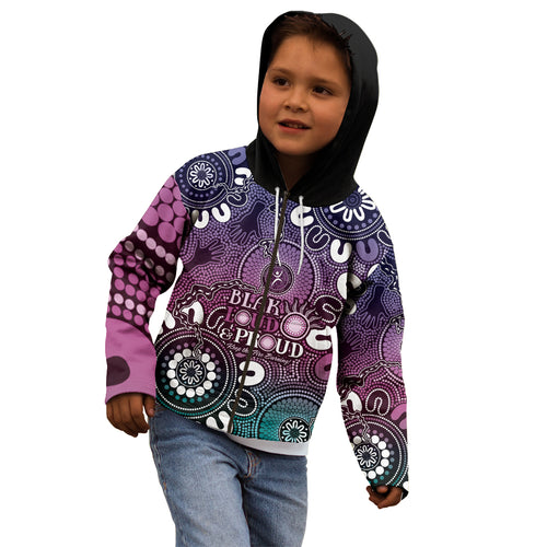 NAIDOC Week 2024 Fire Burning Kid Hoodie Aboriginal Dots Pink Art