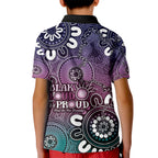 NAIDOC Week 2024 Fire Burning Kid Polo Shirt Aboriginal Dots Pink Art