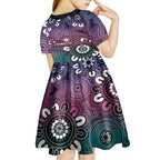 NAIDOC Week 2024 Fire Burning Kid Short Sleeve Dress Aboriginal Dots Pink Art