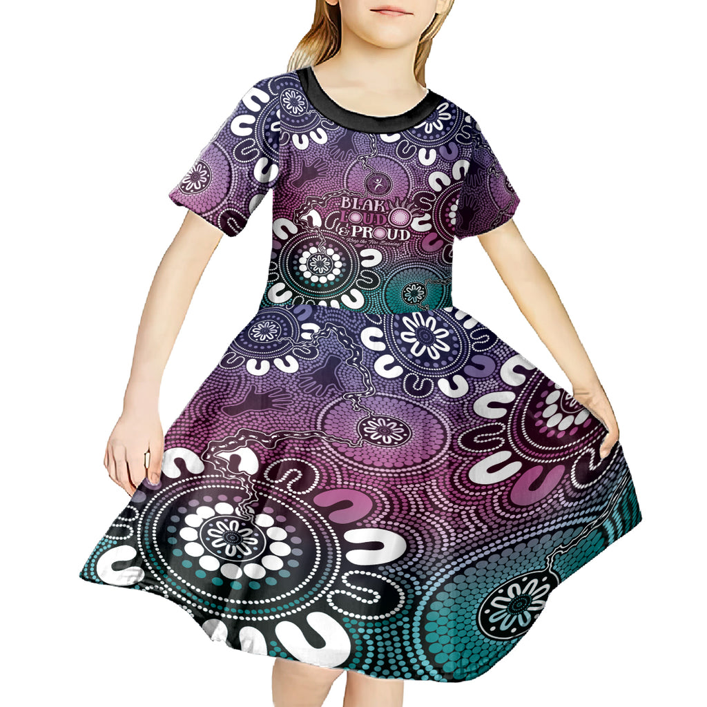 NAIDOC Week 2024 Fire Burning Kid Short Sleeve Dress Aboriginal Dots Pink Art