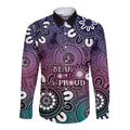 NAIDOC Week 2024 Fire Burning Long Sleeve Button Shirt Aboriginal Dots Pink Art