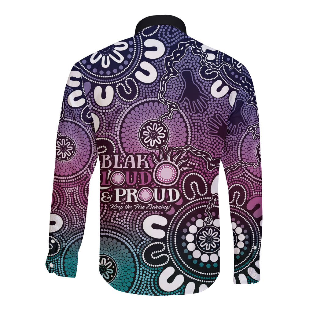 NAIDOC Week 2024 Fire Burning Long Sleeve Button Shirt Aboriginal Dots Pink Art