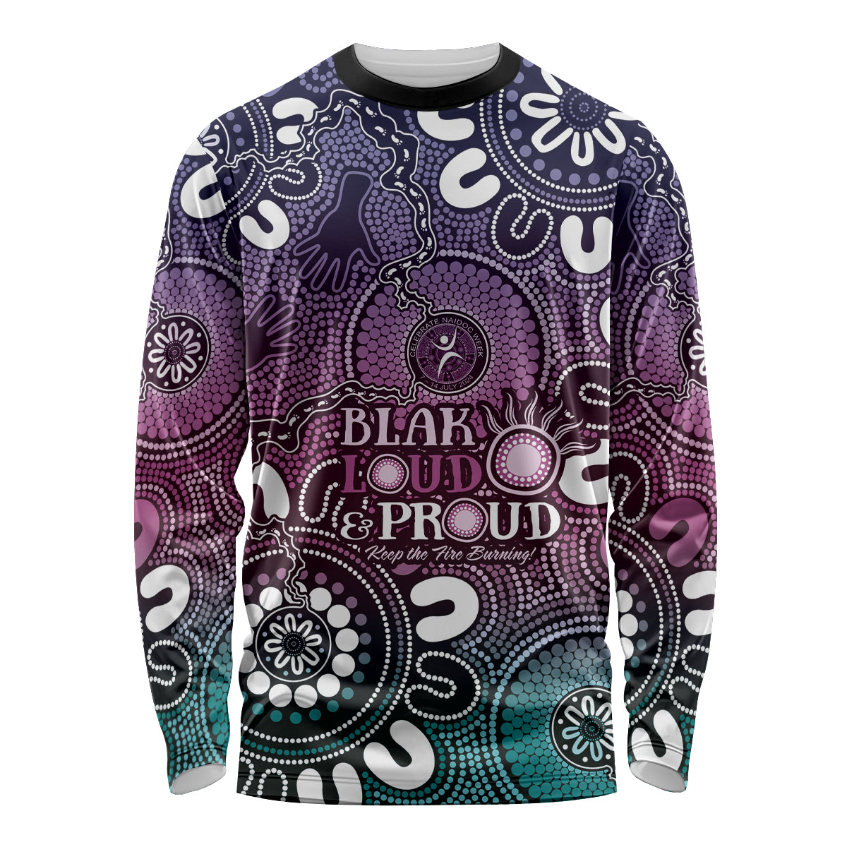 NAIDOC Week 2024 Fire Burning Long Sleeve Shirt Aboriginal Dots Pink Art