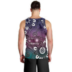 NAIDOC Week 2024 Fire Burning Men Tank Top Aboriginal Dots Pink Art