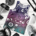 NAIDOC Week 2024 Fire Burning Men Tank Top Aboriginal Dots Pink Art