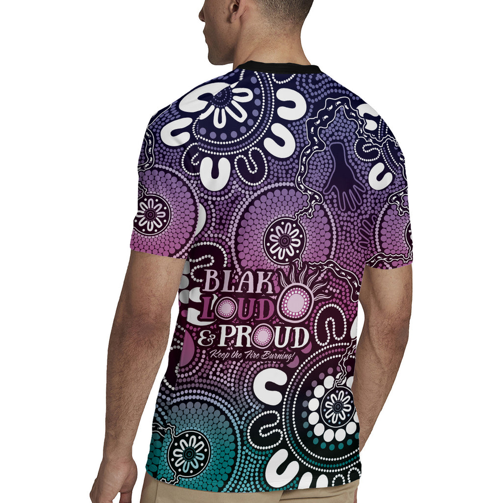 NAIDOC Week 2024 Fire Burning Rugby Jersey Aboriginal Dots Pink Art