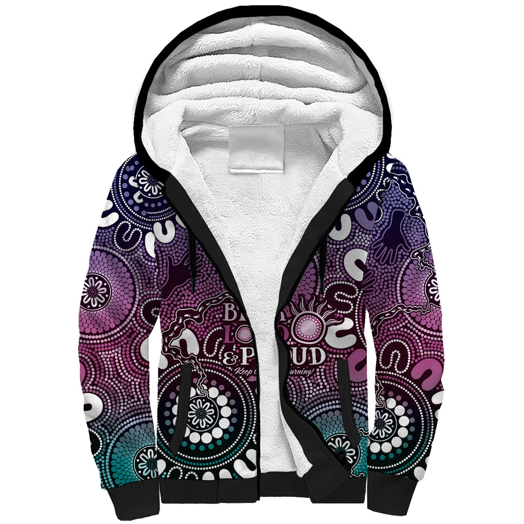 NAIDOC Week 2024 Fire Burning Sherpa Hoodie Aboriginal Dots Pink Art