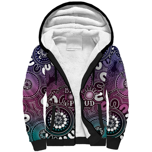 NAIDOC Week 2024 Fire Burning Sherpa Hoodie Aboriginal Dots Pink Art
