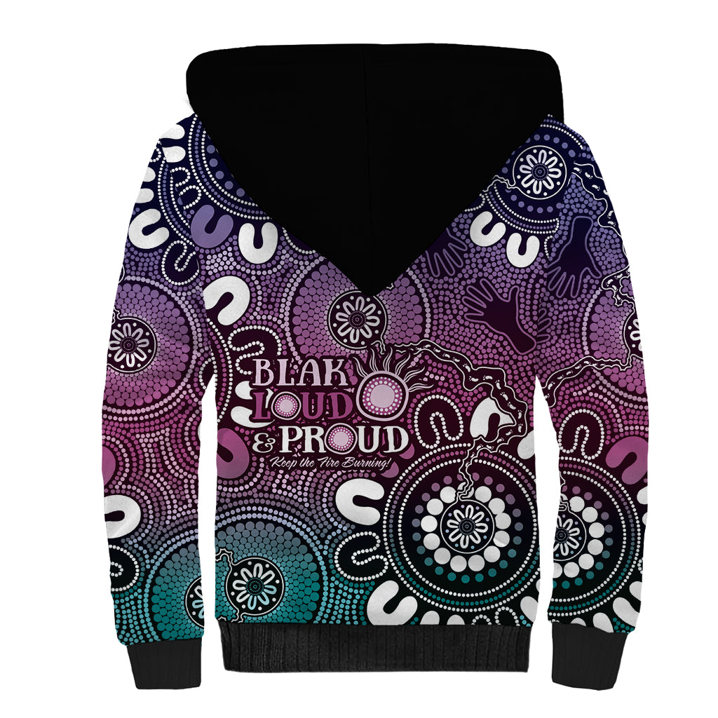 NAIDOC Week 2024 Fire Burning Sherpa Hoodie Aboriginal Dots Pink Art
