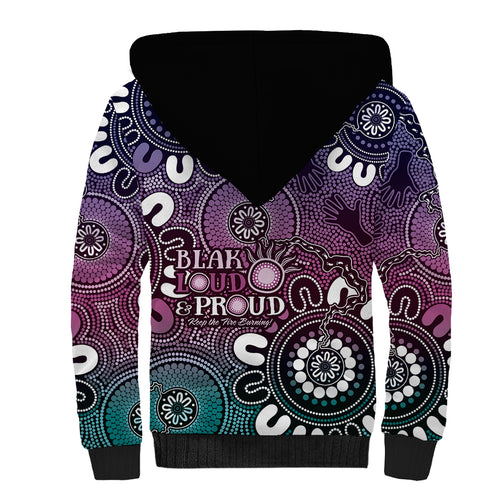 NAIDOC Week 2024 Fire Burning Sherpa Hoodie Aboriginal Dots Pink Art
