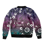 NAIDOC Week 2024 Fire Burning Sleeve Zip Bomber Jacket Aboriginal Dots Pink Art