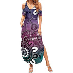 NAIDOC Week 2024 Fire Burning Summer Maxi Dress Aboriginal Dots Pink Art