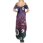 NAIDOC Week 2024 Fire Burning Summer Maxi Dress Aboriginal Dots Pink Art