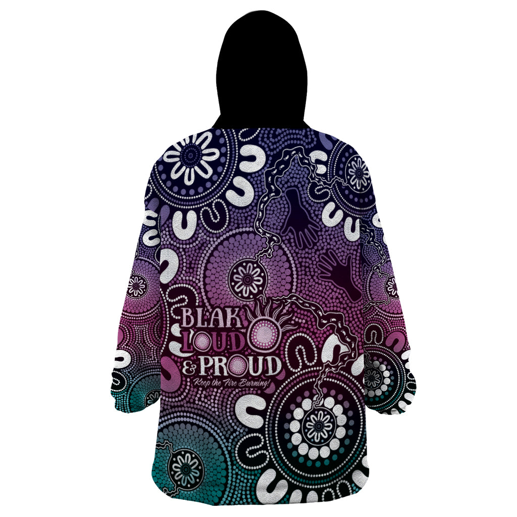 NAIDOC Week 2024 Fire Burning Wearable Blanket Hoodie Aboriginal Dots Pink Art