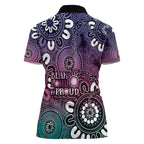 NAIDOC Week 2024 Fire Burning Women Polo Shirt Aboriginal Dots Pink Art