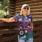 NAIDOC Week 2024 Fire Burning Women Polo Shirt Aboriginal Dots Pink Art
