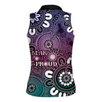 NAIDOC Week 2024 Fire Burning Women Sleeveless Polo Shirt Aboriginal Dots Pink Art