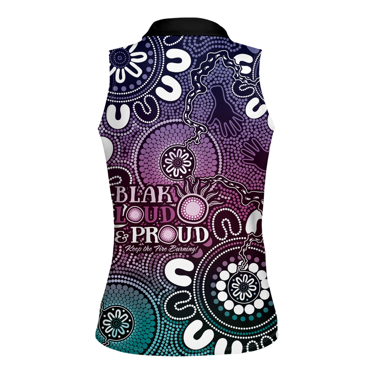 NAIDOC Week 2024 Fire Burning Women Sleeveless Polo Shirt Aboriginal Dots Pink Art