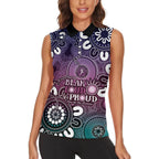 NAIDOC Week 2024 Fire Burning Women Sleeveless Polo Shirt Aboriginal Dots Pink Art