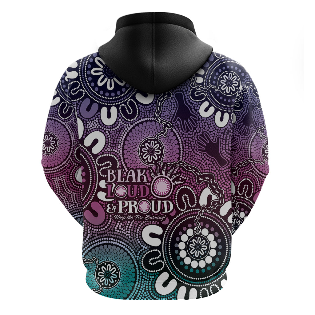 NAIDOC Week 2024 Fire Burning Zip Hoodie Aboriginal Dots Pink Art