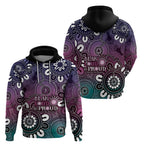 NAIDOC Week 2024 Fire Burning Zip Hoodie Aboriginal Dots Pink Art