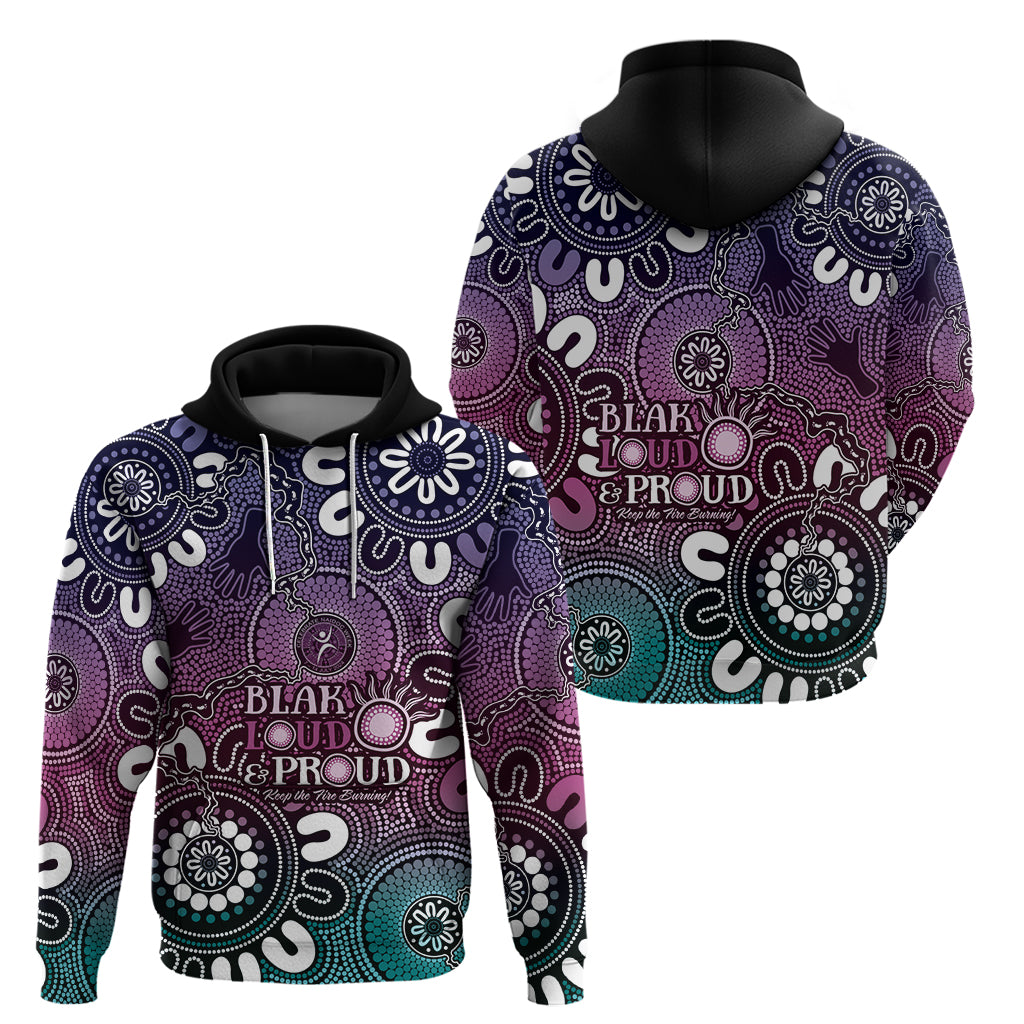 NAIDOC Week 2024 Fire Burning Zip Hoodie Aboriginal Dots Pink Art