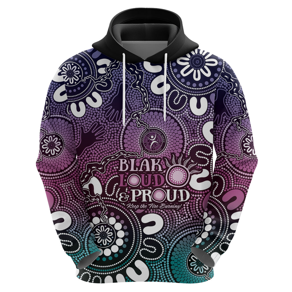 NAIDOC Week 2024 Fire Burning Zip Hoodie Aboriginal Dots Pink Art