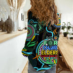 NAIDOC Week 2023 Women Casual Shirt Indigenous Tribal Ver.02 - Aqua LT9