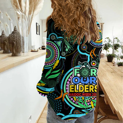 NAIDOC Week 2023 Women Casual Shirt Indigenous Tribal Ver.02 - Aqua LT9