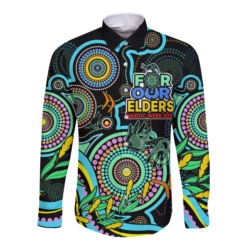 custom-naidoc-week-2023-long-sleeve-button-shirt-indigenous-tribal-ver02-aqua