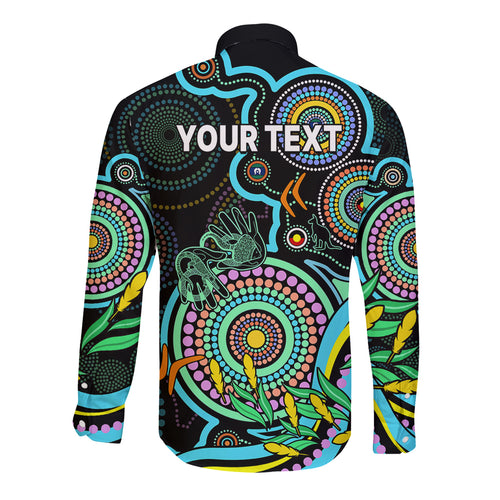 custom-naidoc-week-2023-long-sleeve-button-shirt-indigenous-tribal-ver02-aqua