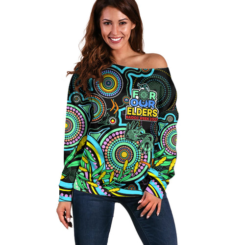 custom-naidoc-week-2023-off-shoulder-sweater-indigenous-tribal-ver02-aqua
