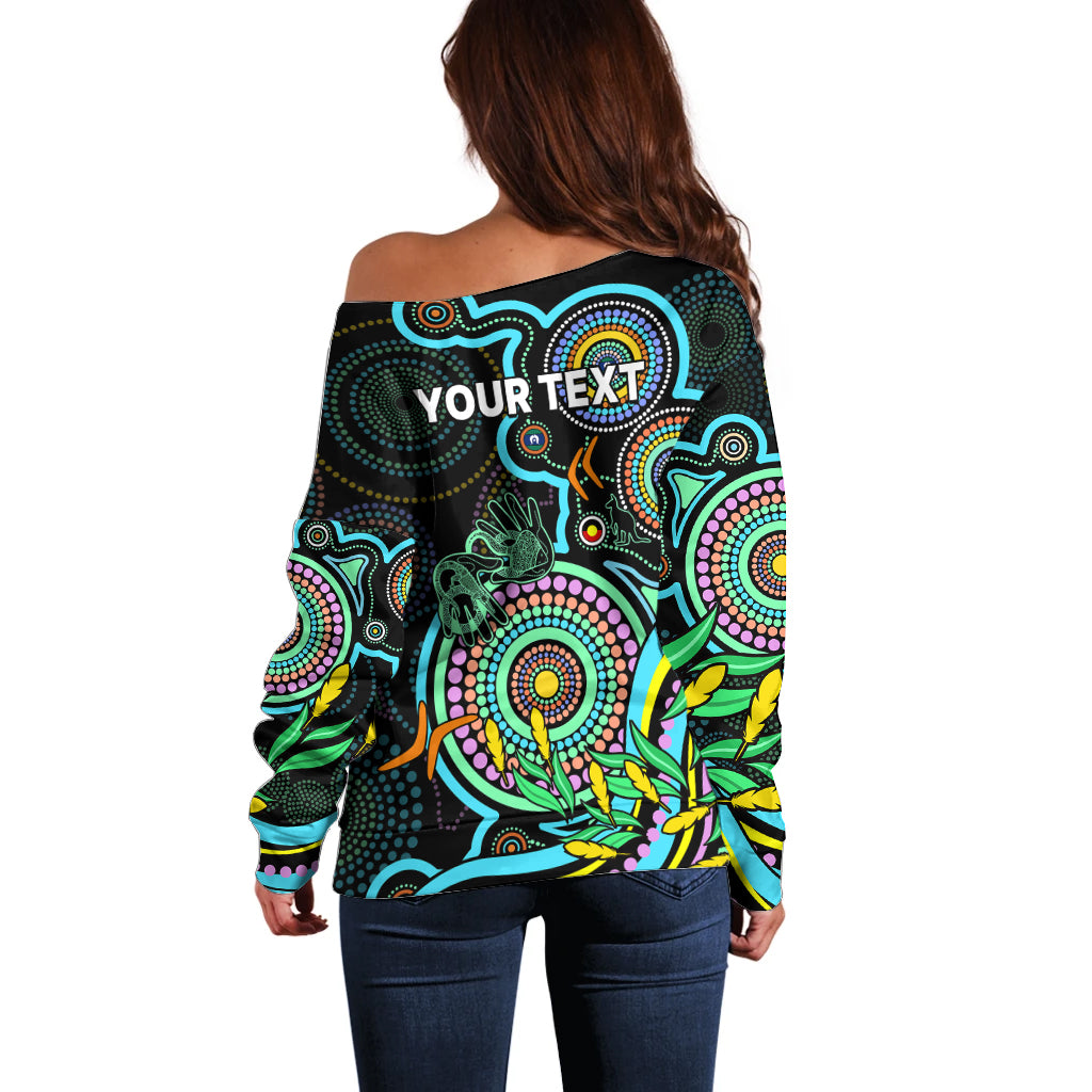 custom-naidoc-week-2023-off-shoulder-sweater-indigenous-tribal-ver02-aqua