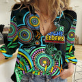 Custom NAIDOC Week 2023 Women Casual Shirt Indigenous Tribal Ver.02 - Aqua LT9