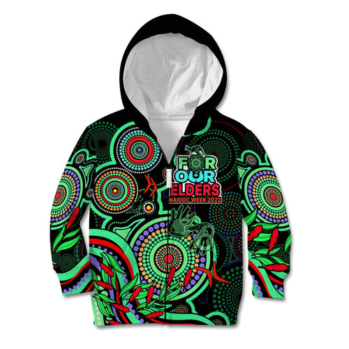 naidoc-week-2023-kid-hoodie-indigenous-tribal-ver02-green