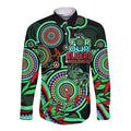 naidoc-week-2023-long-sleeve-button-shirt-indigenous-tribal-ver02-green