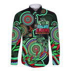 naidoc-week-2023-long-sleeve-button-shirt-indigenous-tribal-ver02-green