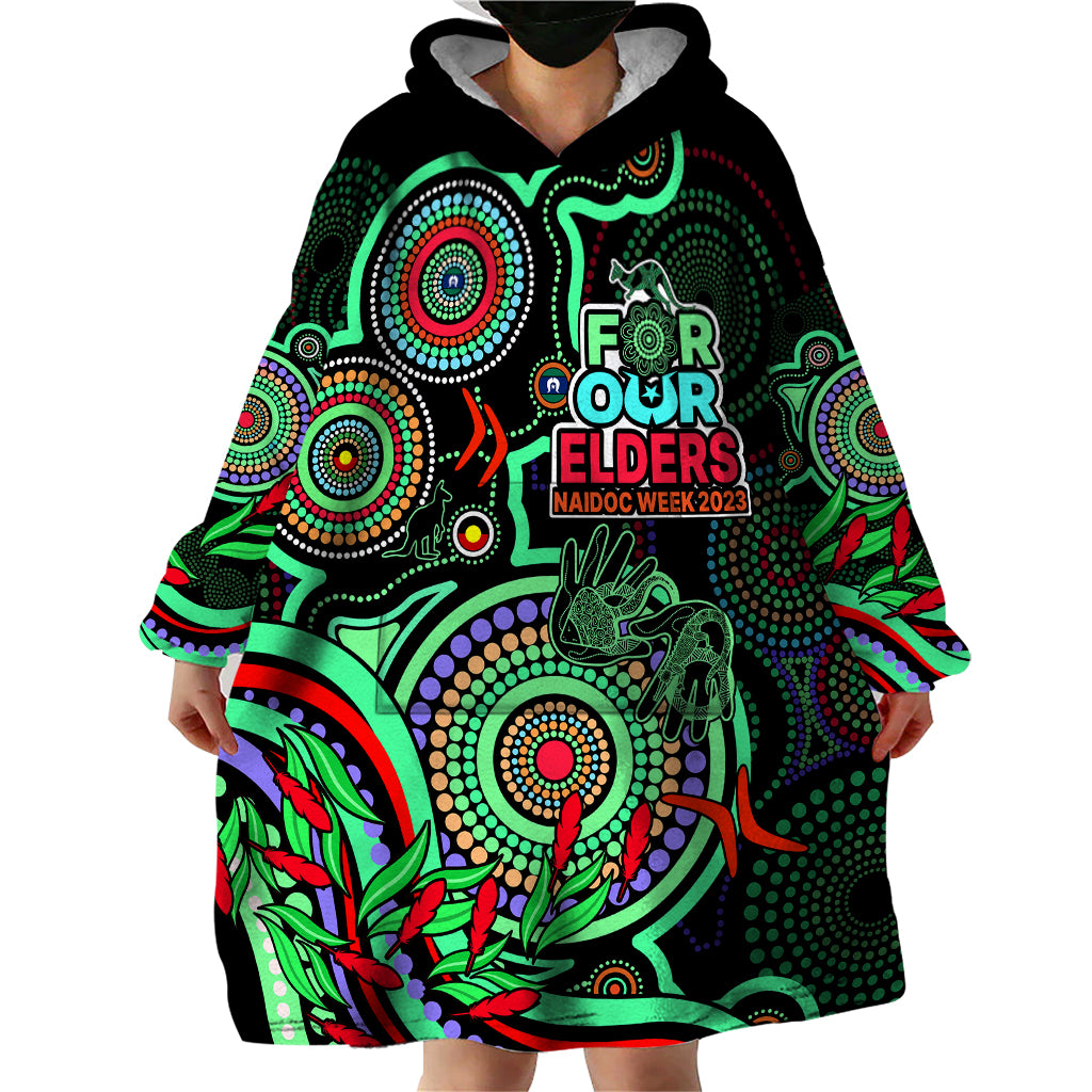 naidoc-week-2023-wearable-blanket-hoodie-indigenous-tribal-ver02-green